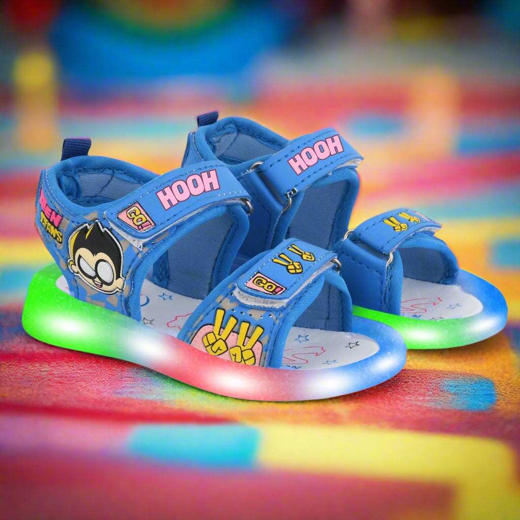 Teen LED Cartoon Sandals for Kids (2–5 Years) | Unisex, Rexene Material, Light-Up Soles