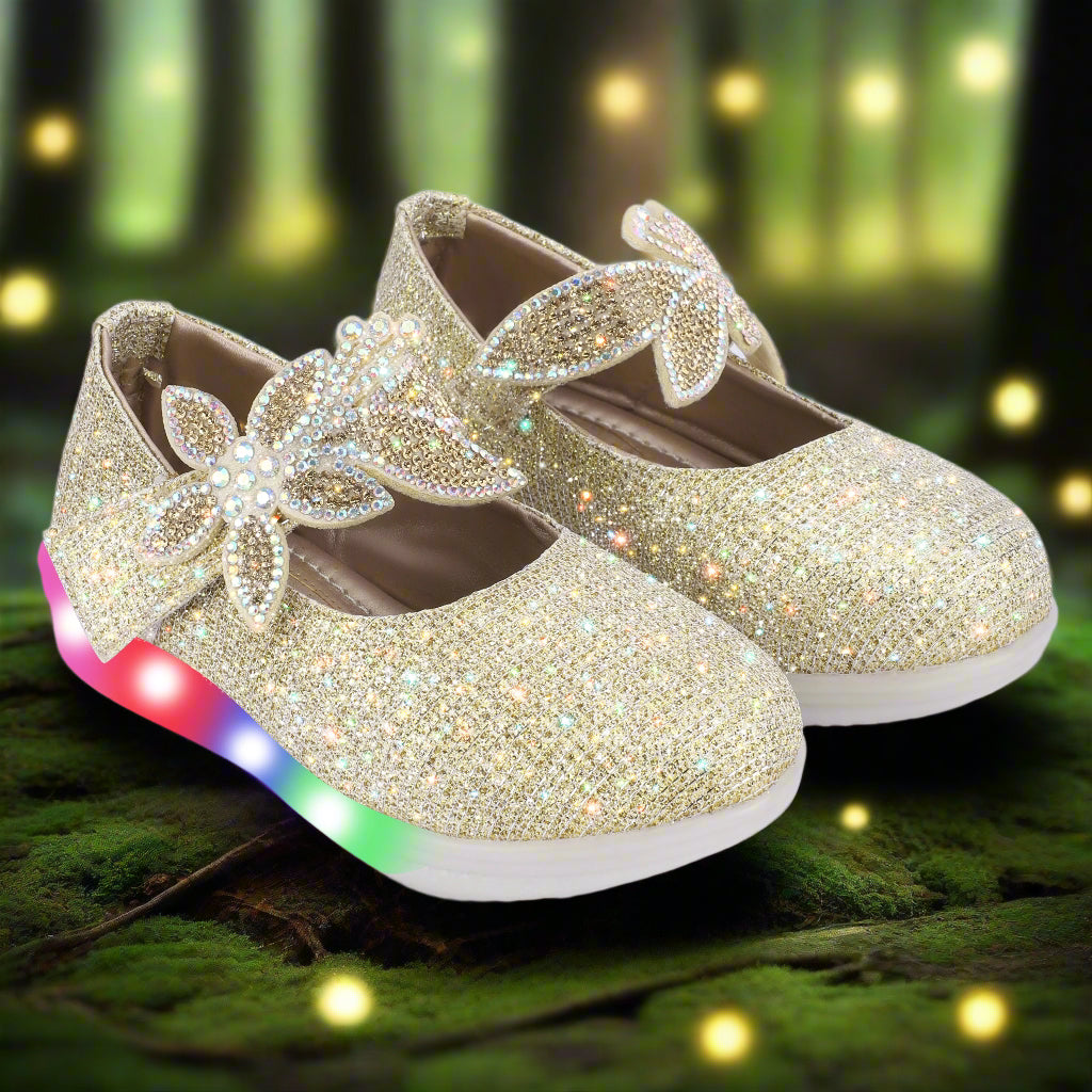 ZARINA Girls’ LED Light-Up Ballerinas – Sparkling Princess Bellies with Crystal Bow