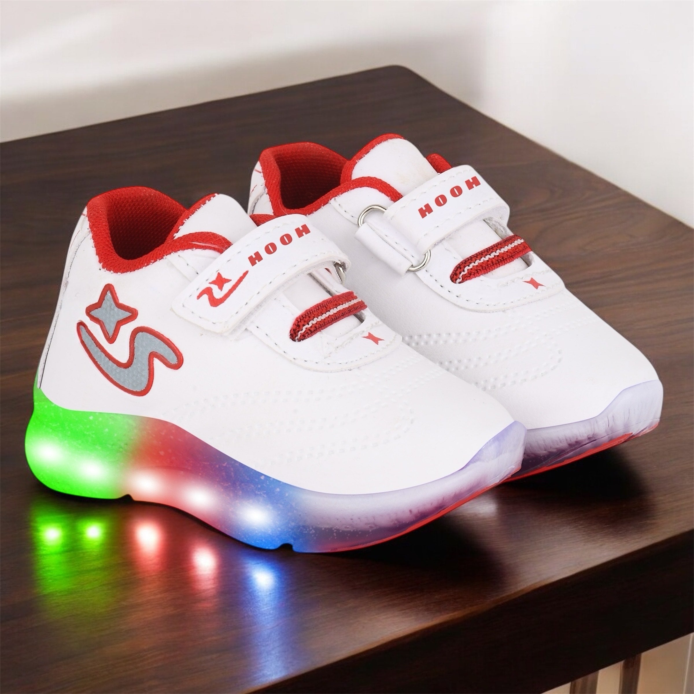 Boys’ White LED Sneakers – Light-Up Shoes