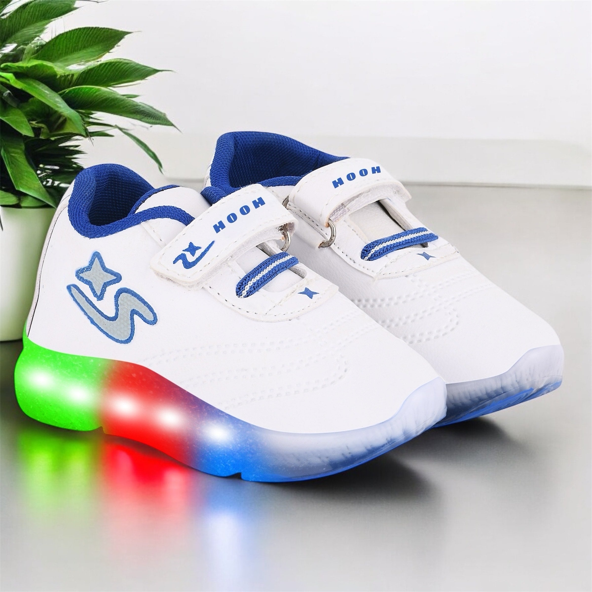 Boys’ White LED Sneakers – Light-Up Shoes
