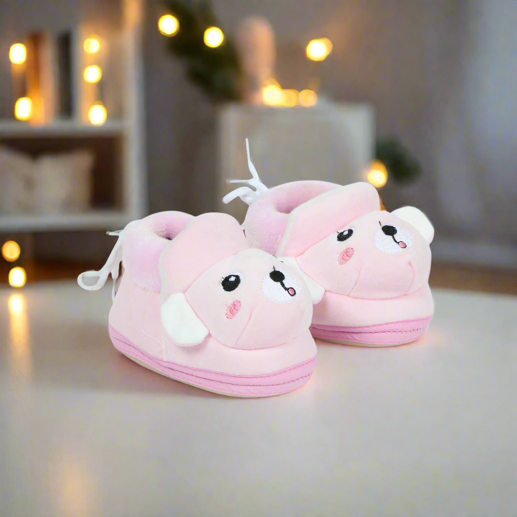 Pink Booties Cum Socks For Unisex Babies