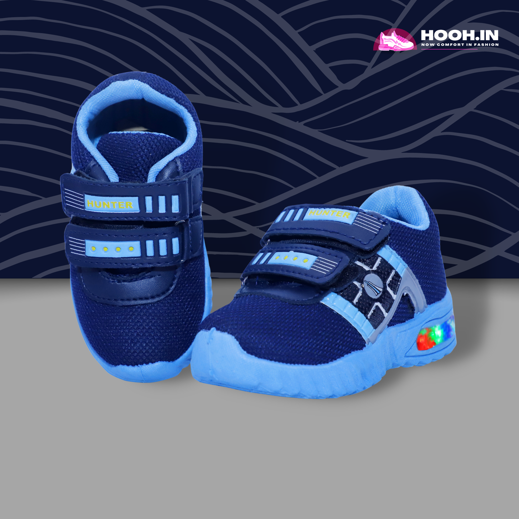 HOOH kids Canvas LED Shoes for Baby Boys and Girls Colour SOLE Hooh