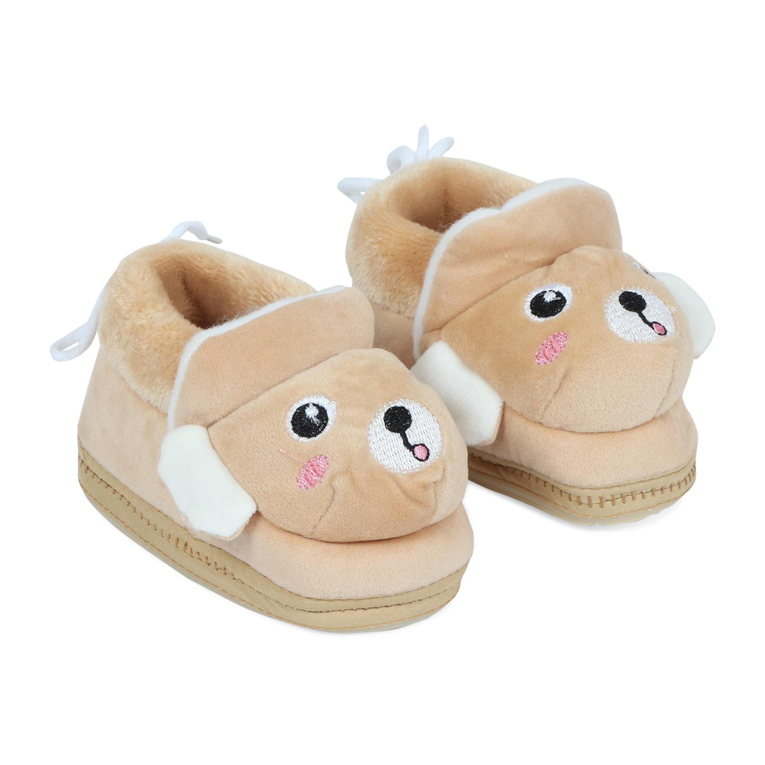 Light Brown Booties Cum Socks For Unisex Babies