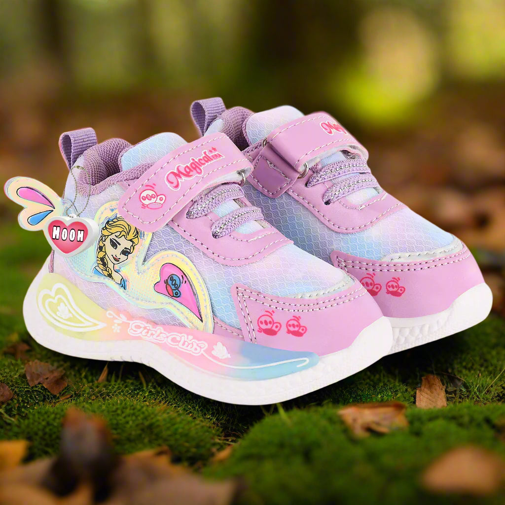 Girls' LED Walking Sneakers – Lavender, Pink & Purple