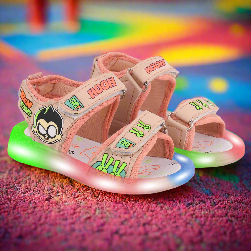Teen LED Cartoon Sandals for Kids (2–5 Years) | Unisex, Rexene Material, Light-Up Soles
