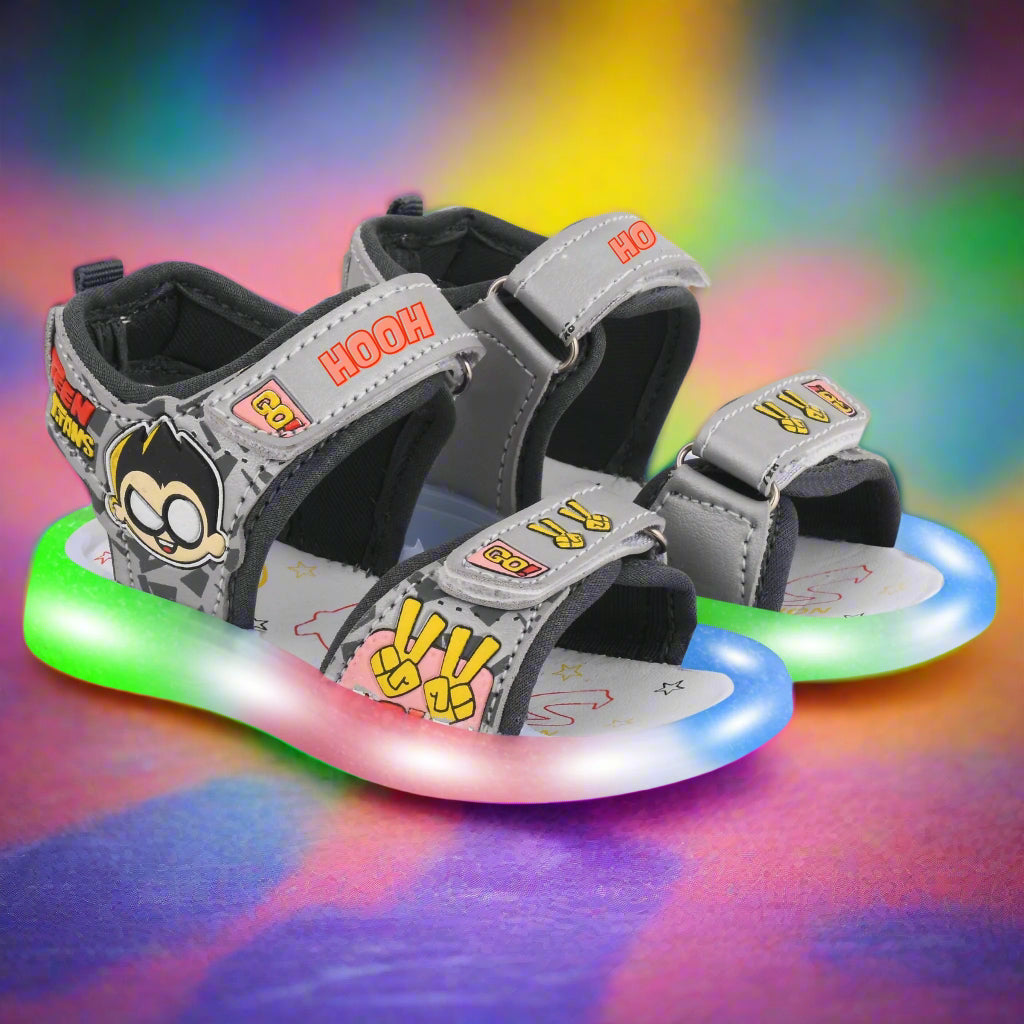 Teen LED Cartoon Sandals for Kids (2–5 Years) | Unisex, Rexene Material, Light-Up Soles