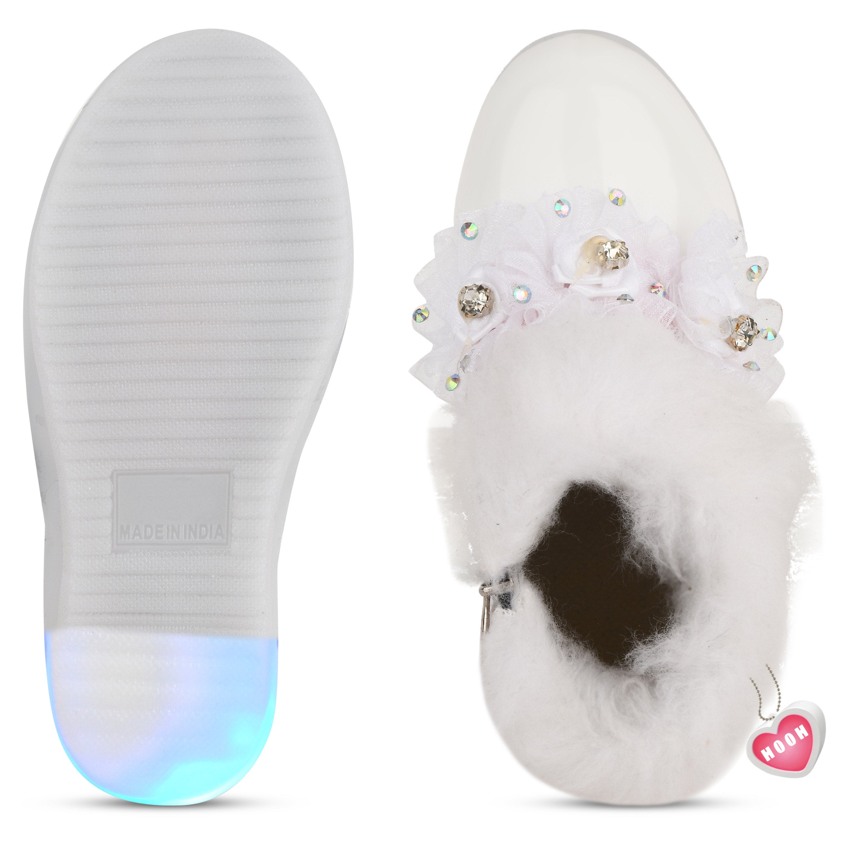 Girls' LED Light Boots – Fluffy, Jeweled Princess Boots
