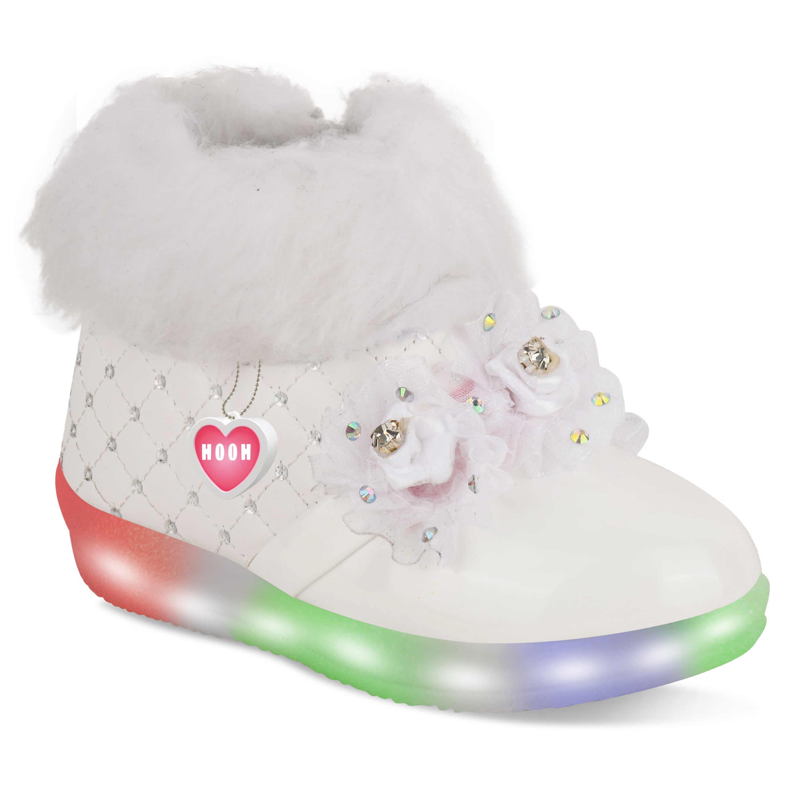 Girls' LED Light Boots – Fluffy, Jeweled Princess Boots