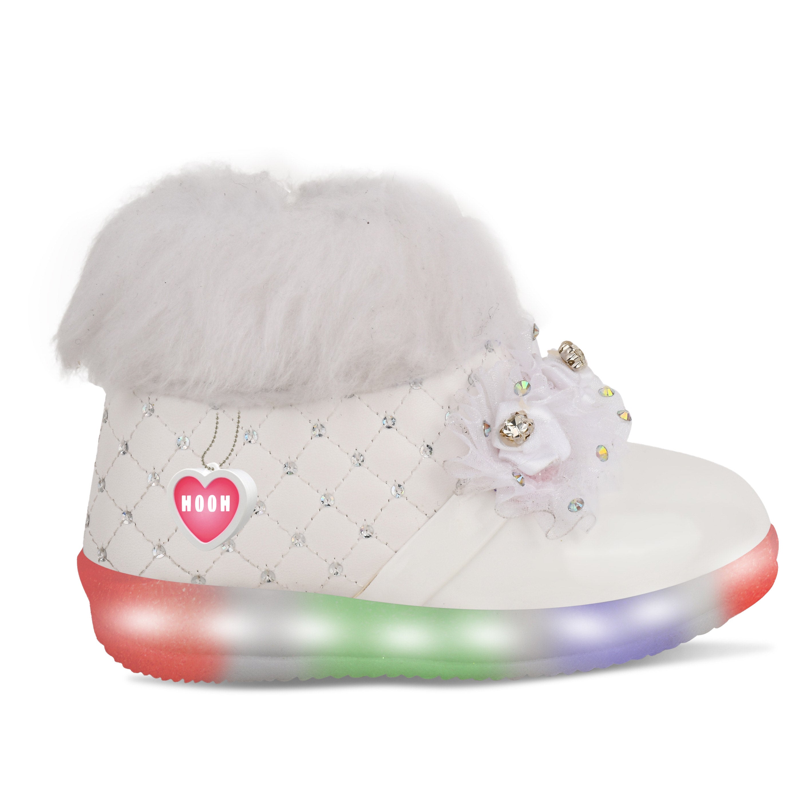 Girls' LED Light Boots – Fluffy, Jeweled Princess Boots