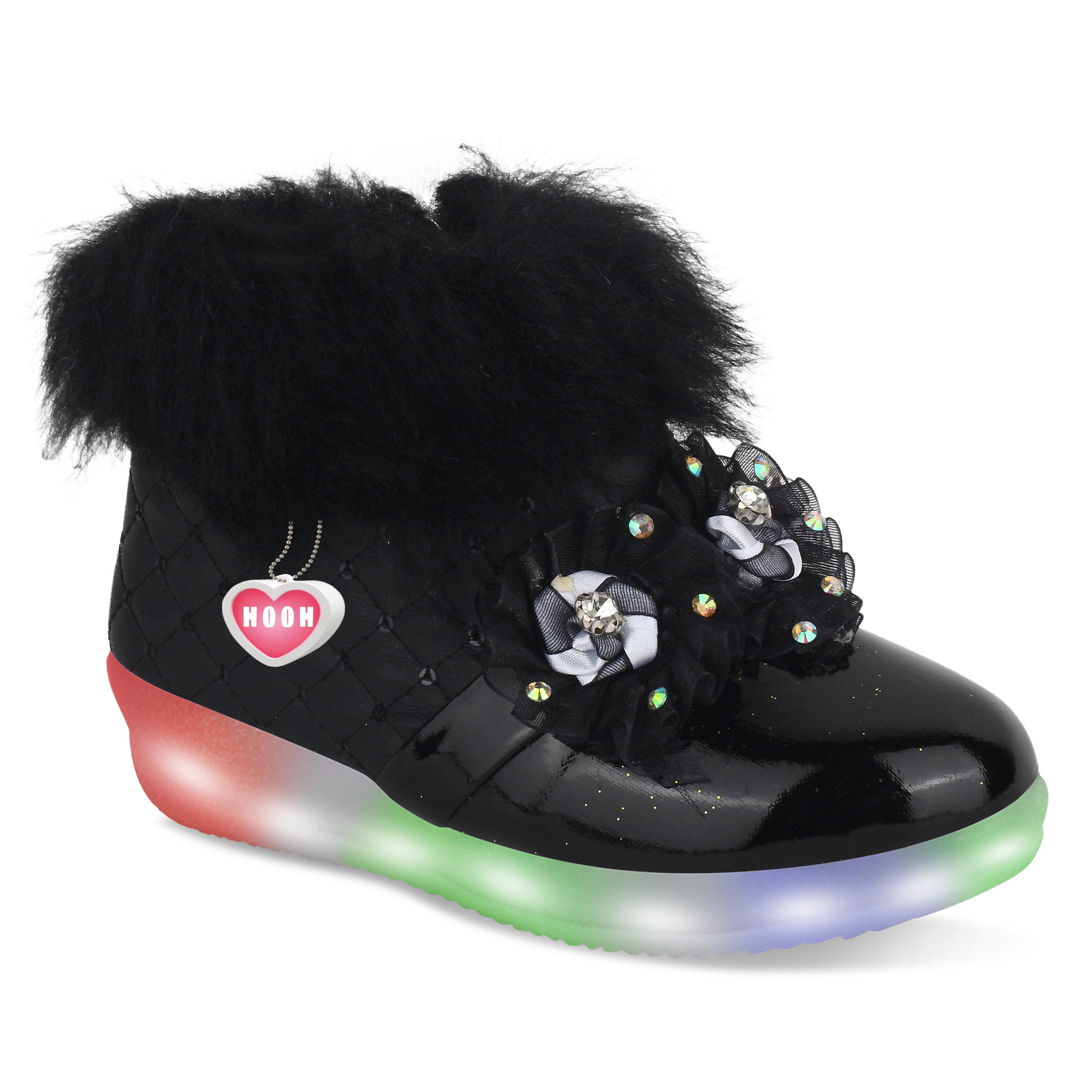 Girls' LED Light Boots – Fluffy, Jeweled Princess Boots