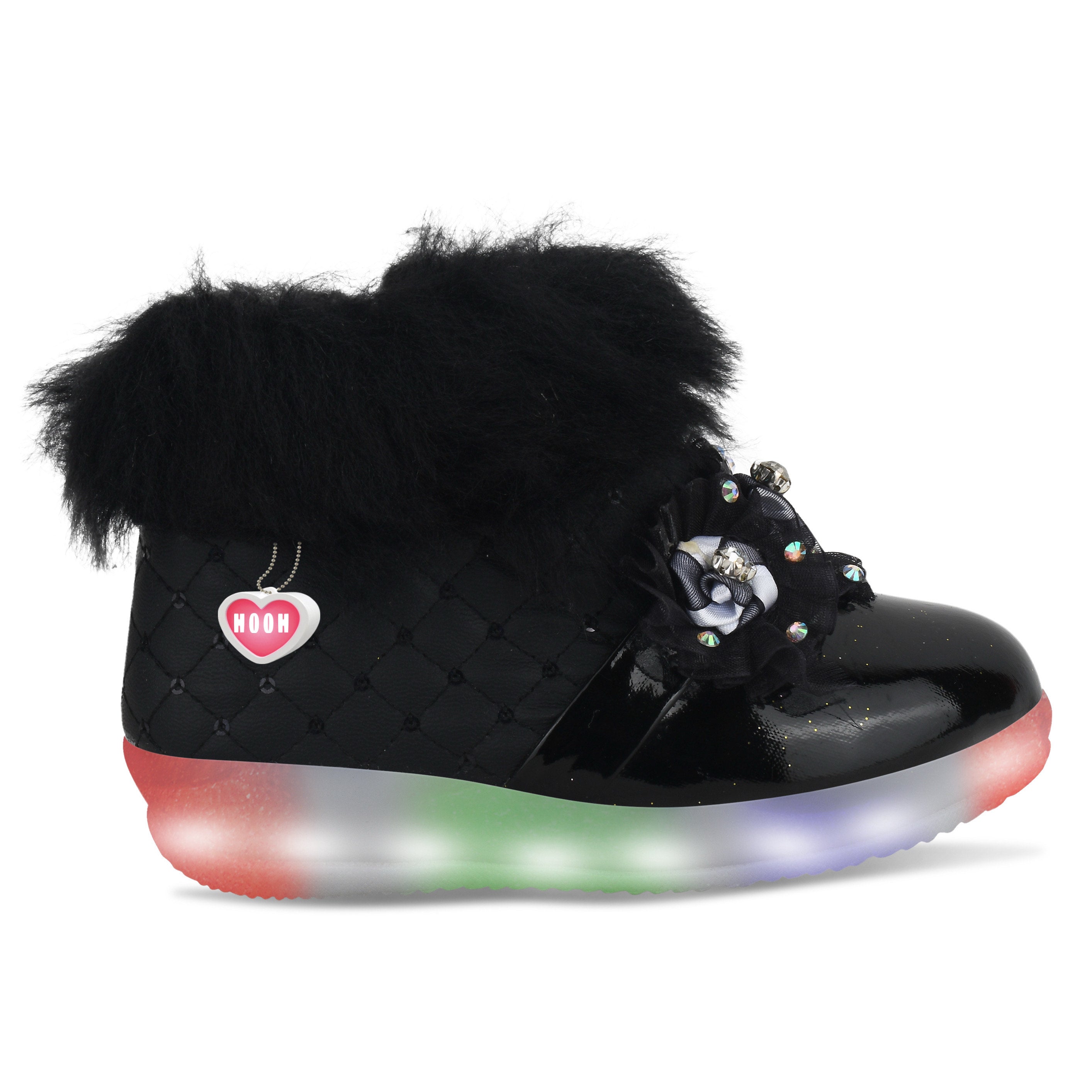 Girls' LED Light Boots – Fluffy, Jeweled Princess Boots