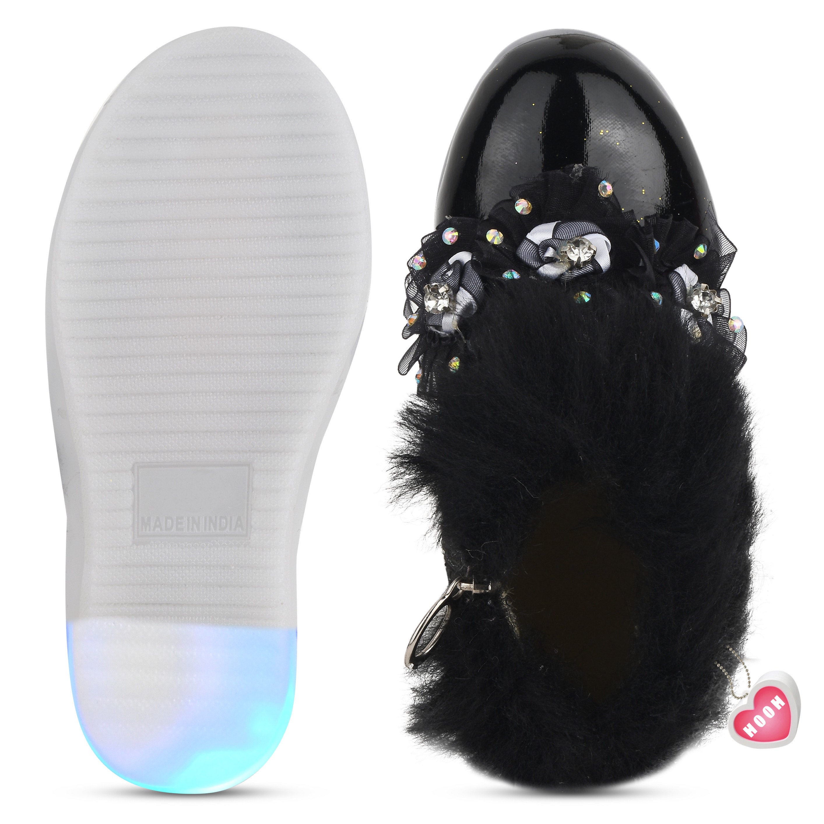Girls' LED Light Boots – Fluffy, Jeweled Princess Boots