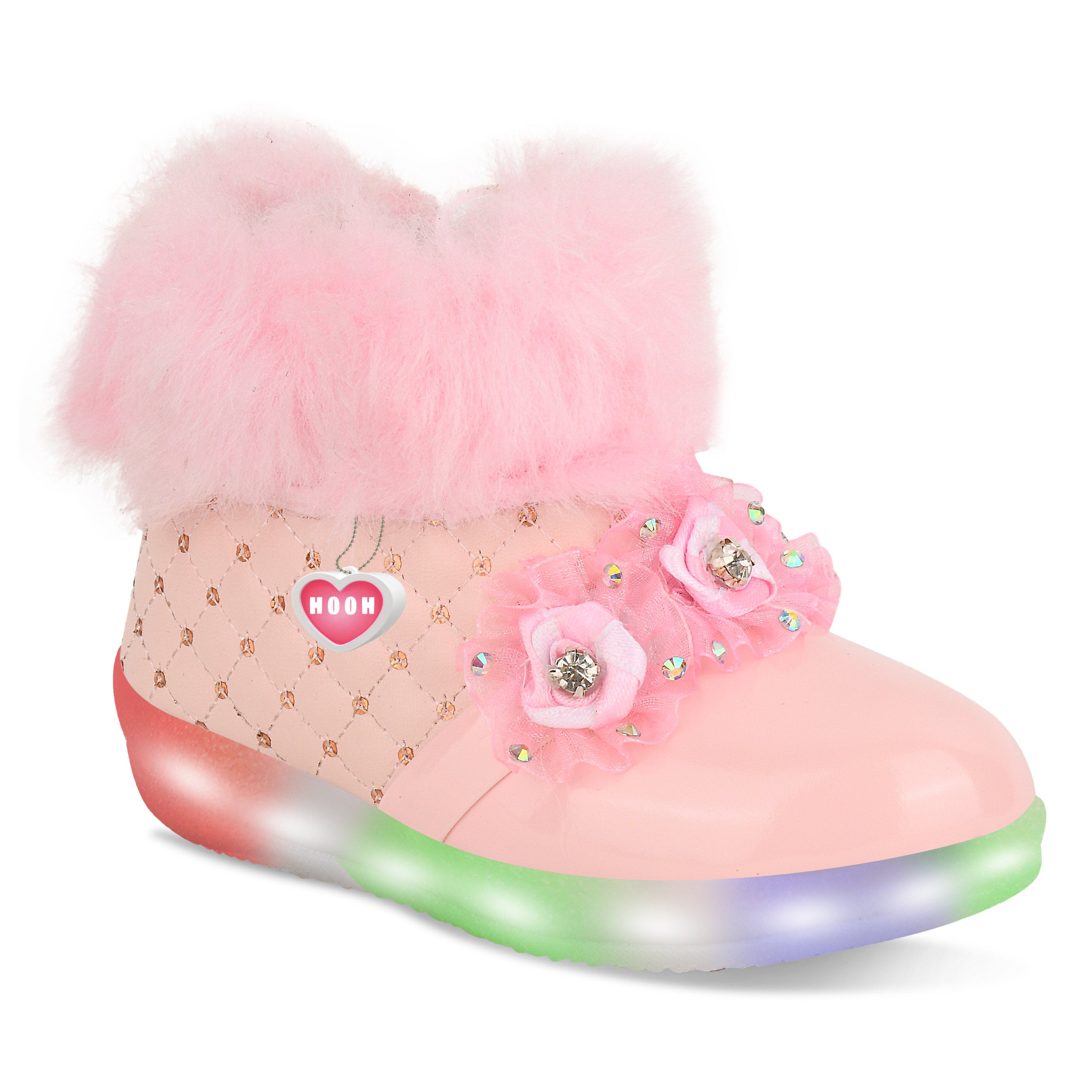 Girls' LED Light Boots – Fluffy, Jeweled Princess Boots