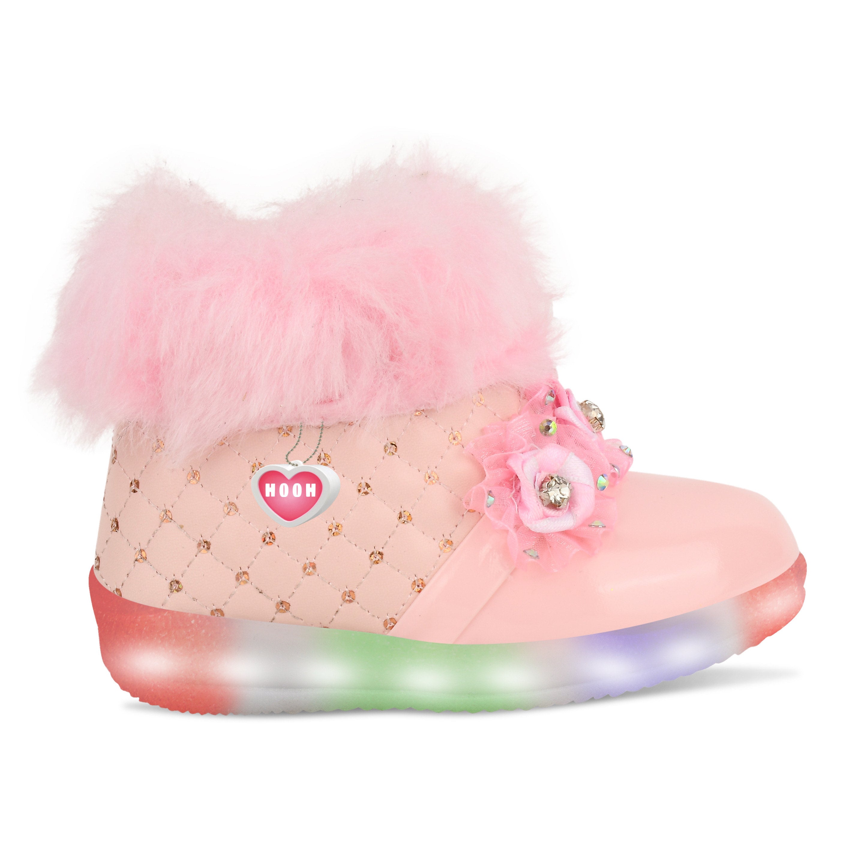 Girls' LED Light Boots – Fluffy, Jeweled Princess Boots