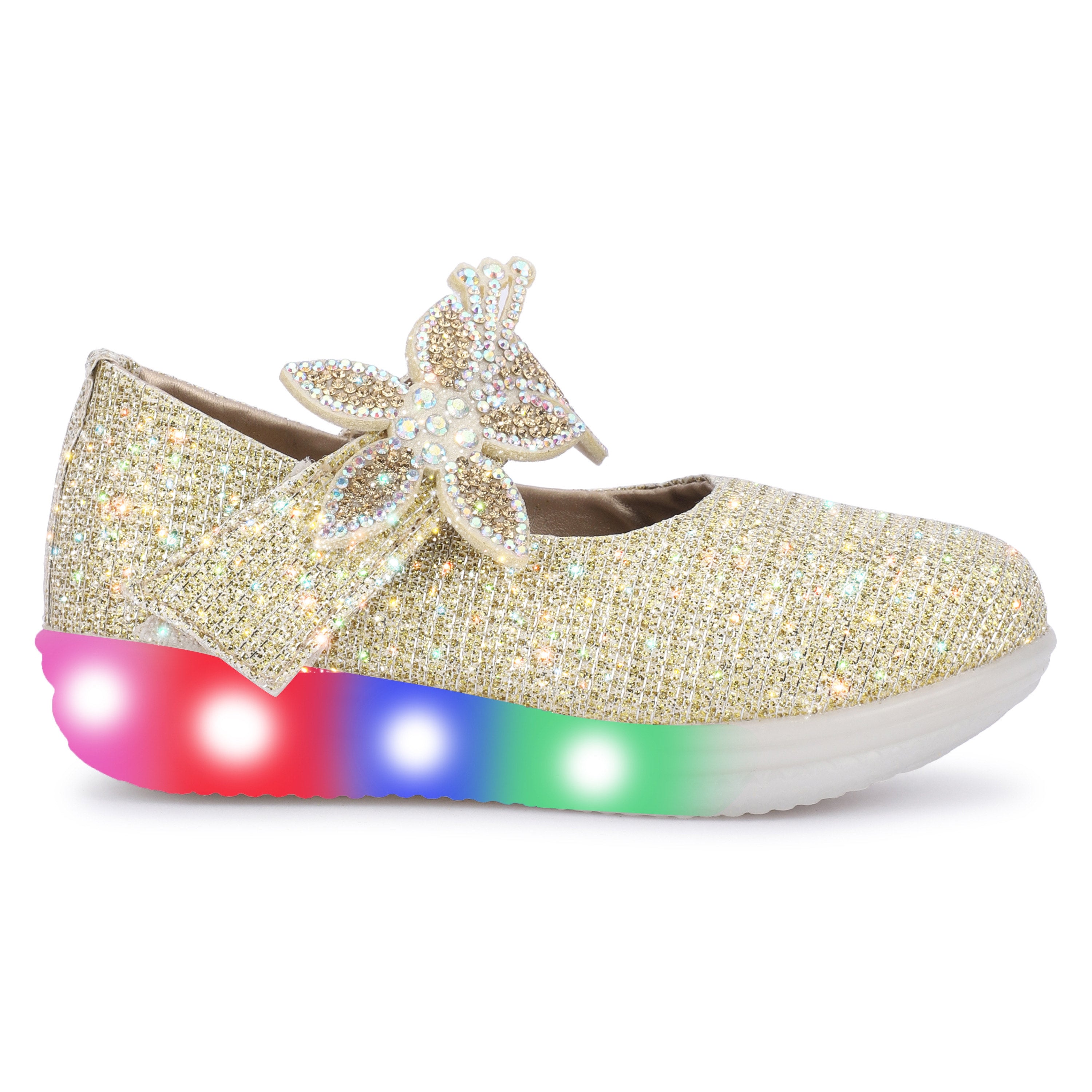 ZARINA Girls’ LED Light-Up Ballerinas – Sparkling Princess Bellies with Crystal Bow