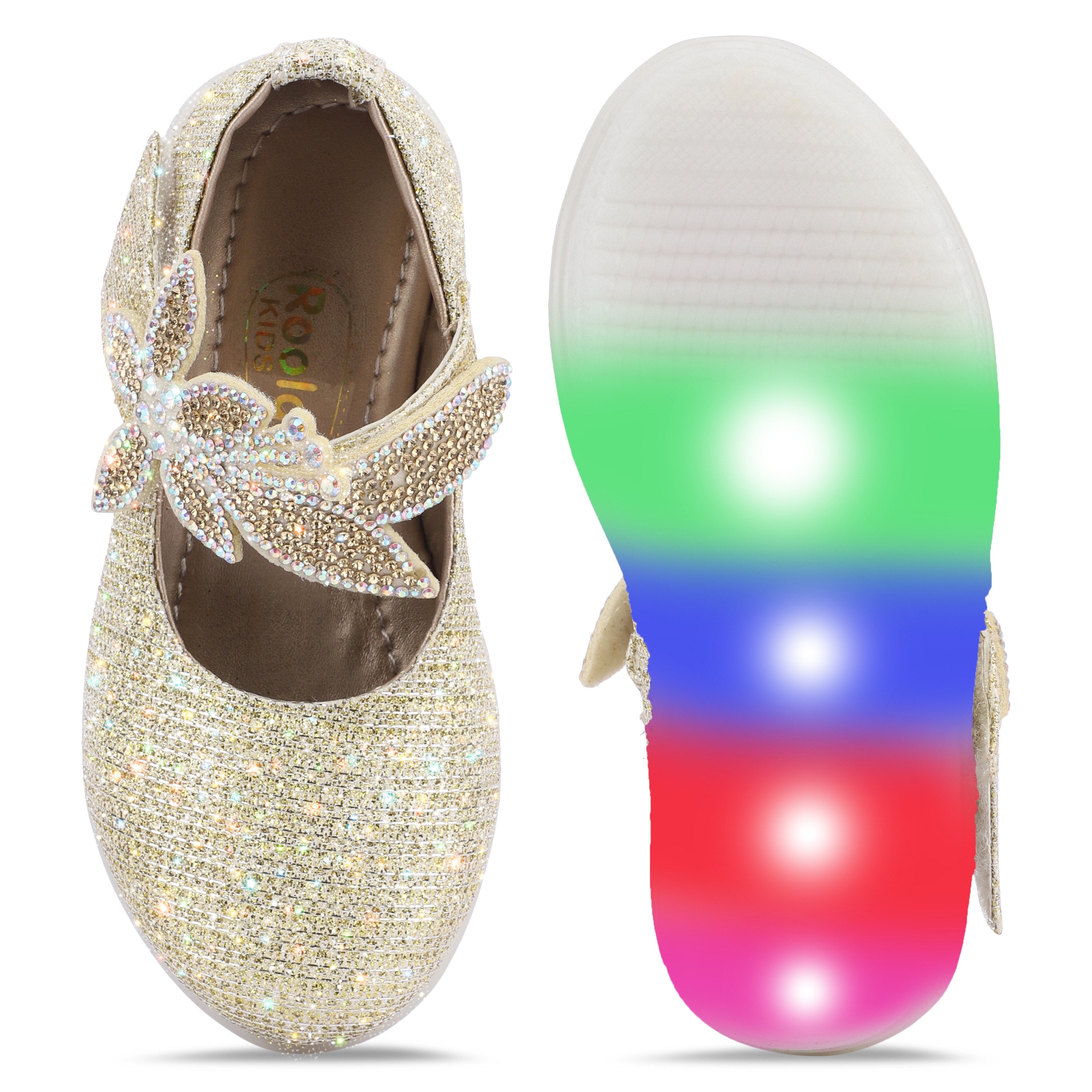 ZARINA Girls’ LED Light-Up Ballerinas – Sparkling Princess Bellies with Crystal Bow