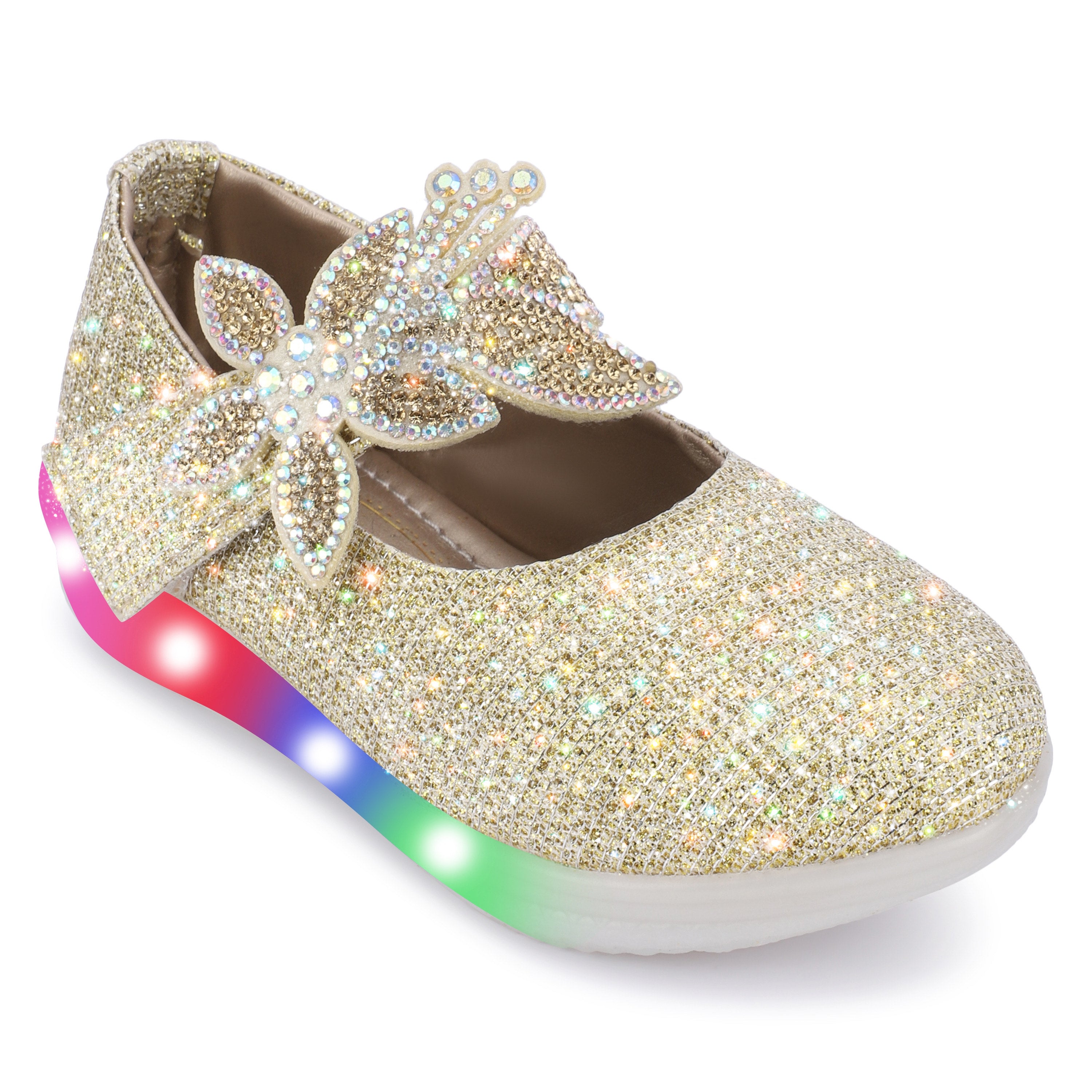 ZARINA Girls’ LED Light-Up Ballerinas – Sparkling Princess Bellies with Crystal Bow