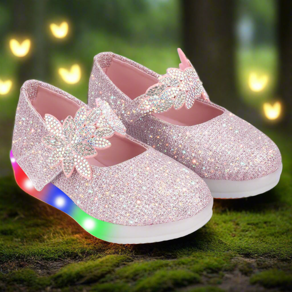ZARINA Girls’ LED Light-Up Ballerinas – Sparkling Princess Bellies with Crystal Bow