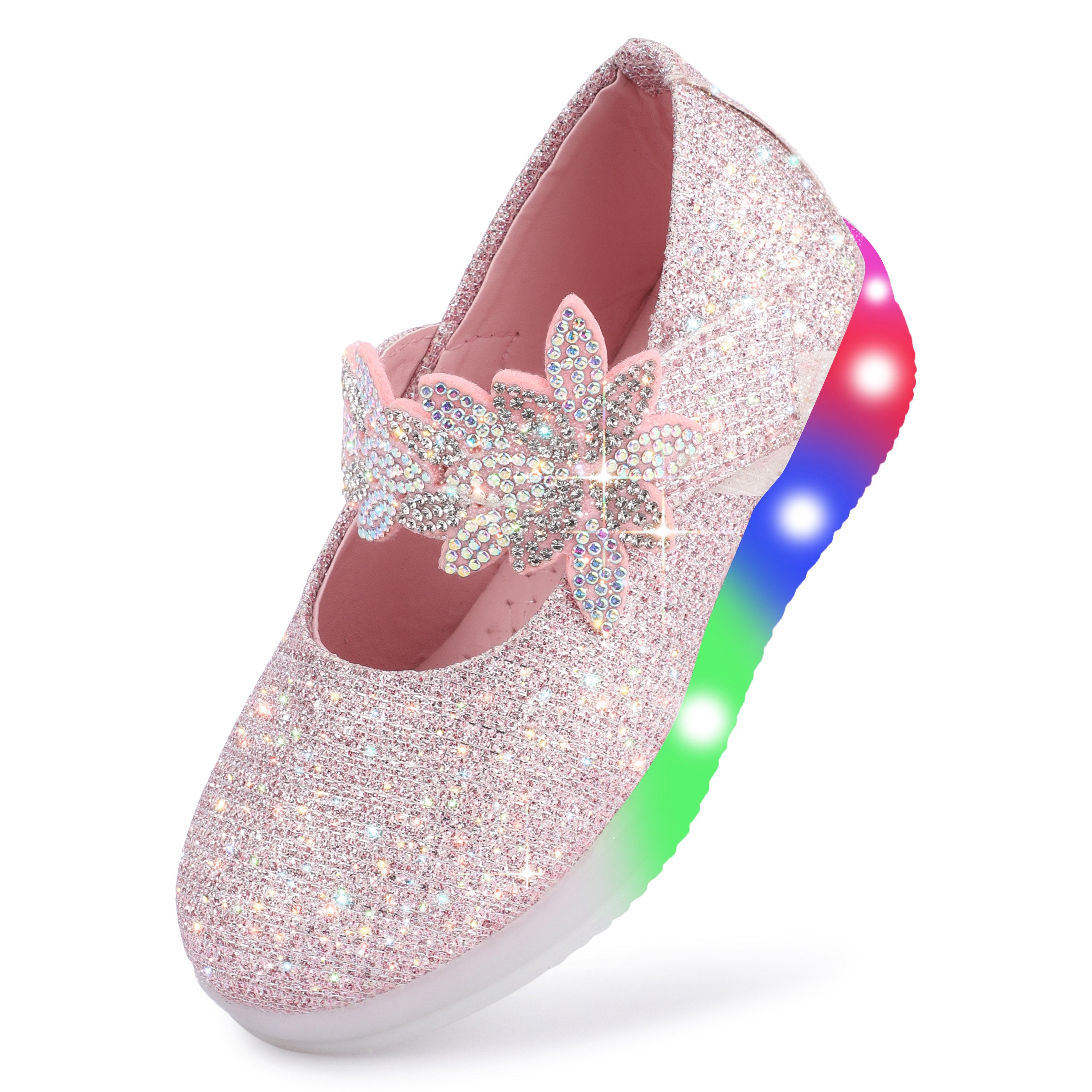 ZARINA Girls’ LED Light-Up Ballerinas – Sparkling Princess Bellies with Crystal Bow