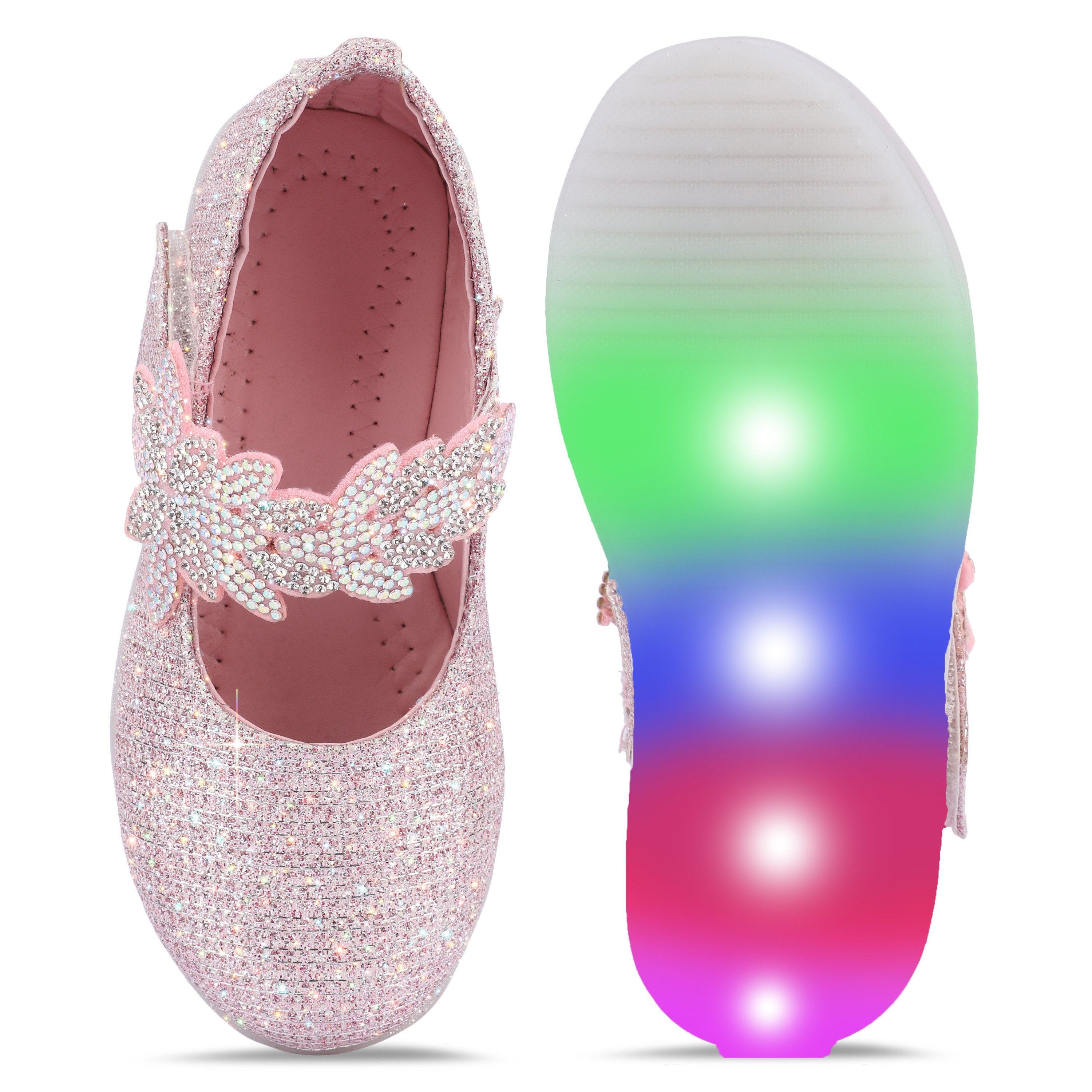 ZARINA Girls’ LED Light-Up Ballerinas – Sparkling Princess Bellies with Crystal Bow