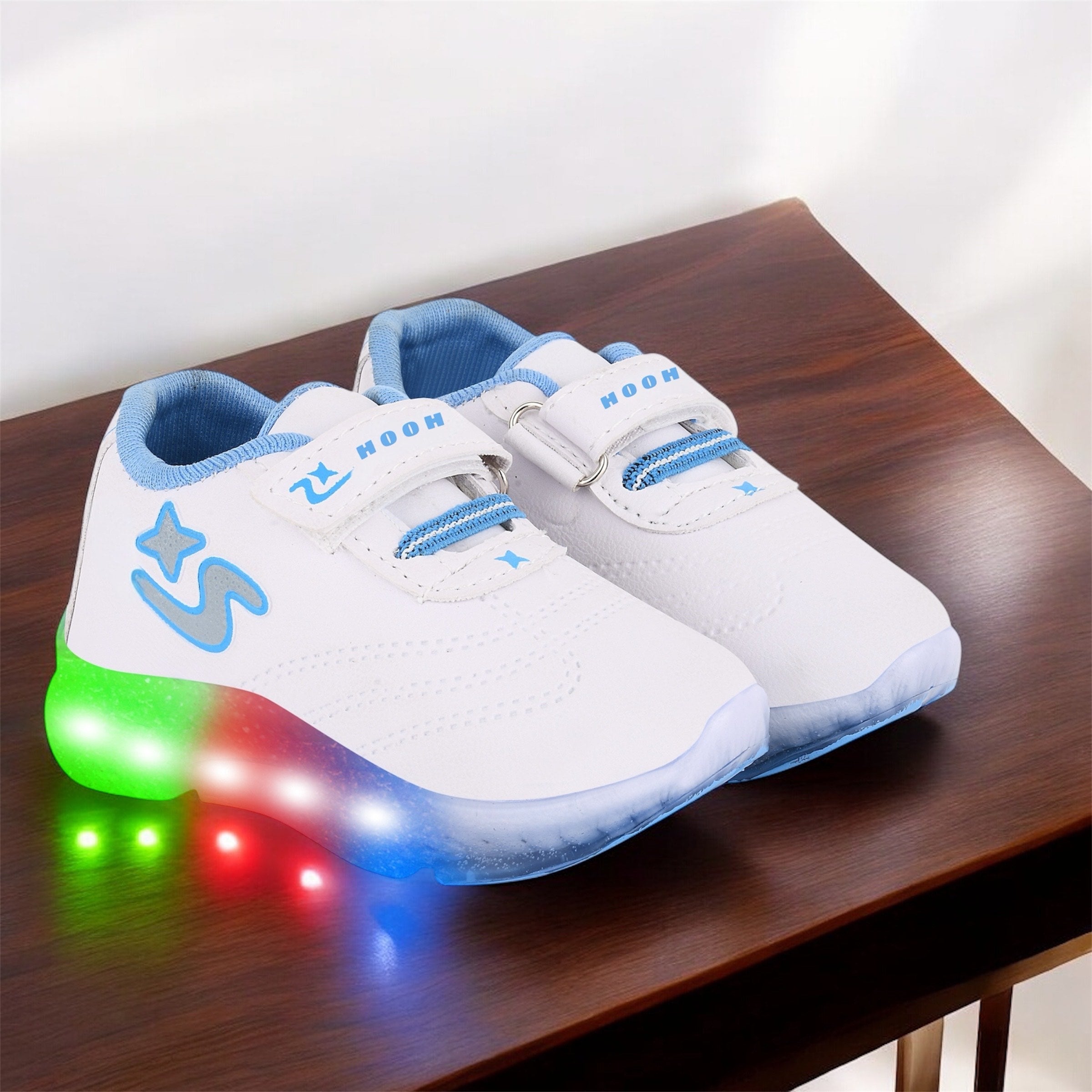 Boys’ White LED Sneakers – Light-Up Shoes