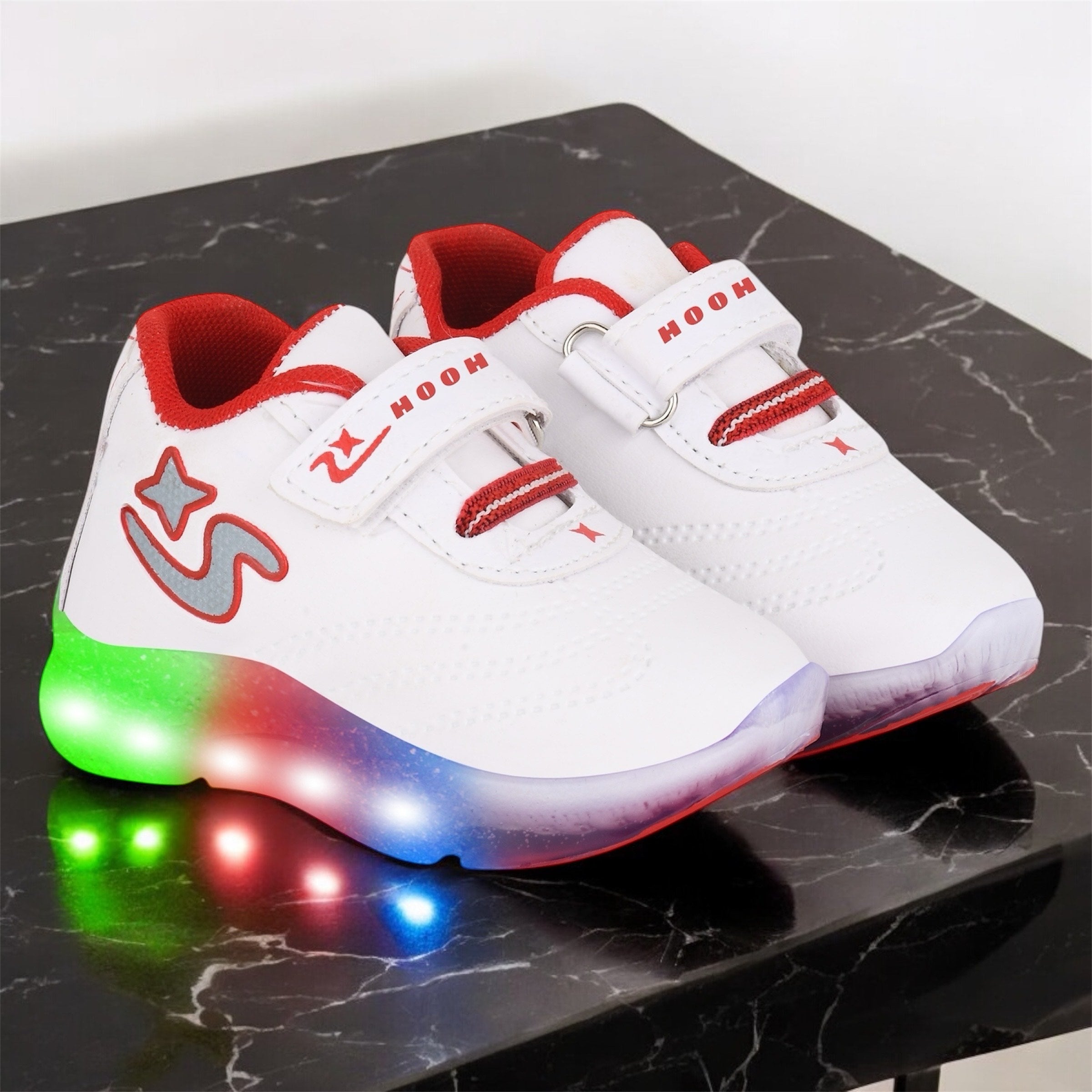 Boys’ White LED Sneakers – Light-Up Shoes