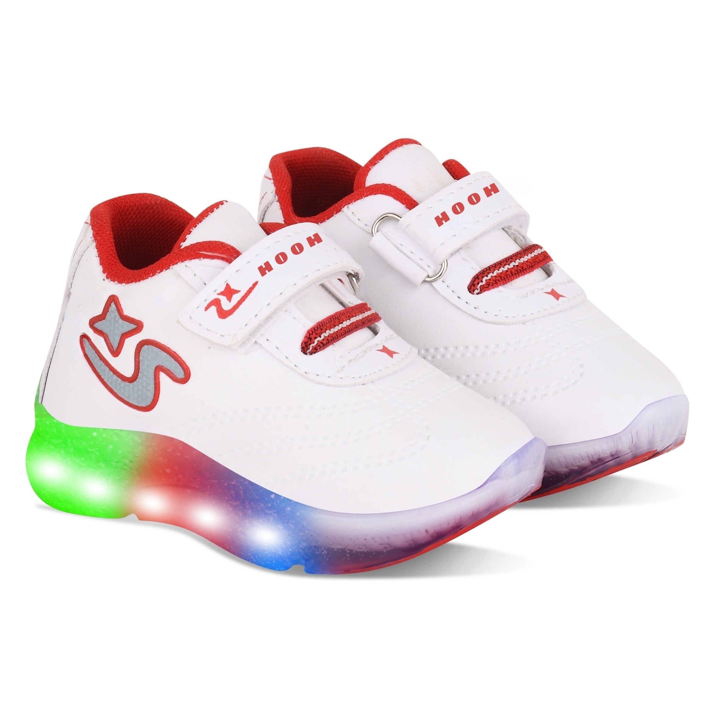 Boys’ White LED Sneakers – Light-Up Shoes