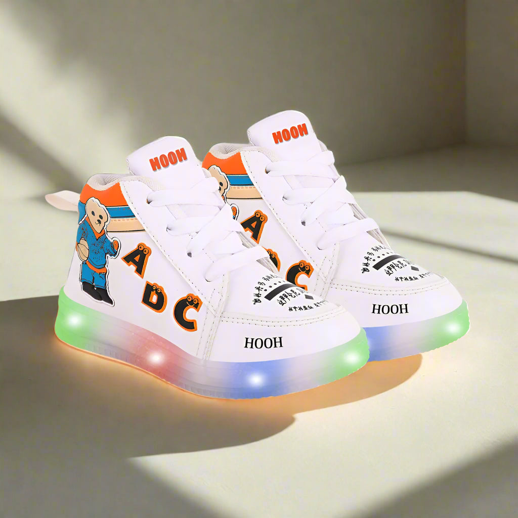 Colored Kid’s Unisex Glowing Bear LED Shoes