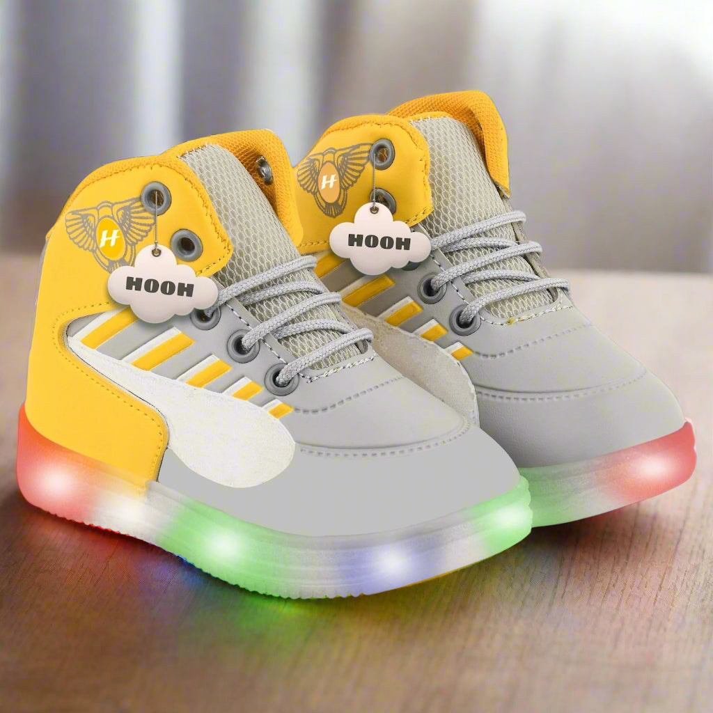 HOOH Unisex LED Light-Up Sneakers for Babies & Kids - (Red, Yellow, orange)