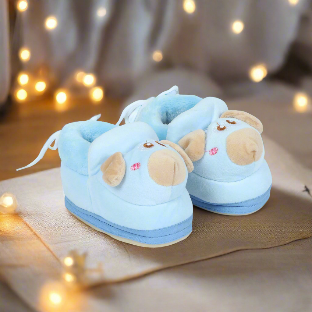 Light Blue Booties Cum Socks For Unisex Babies