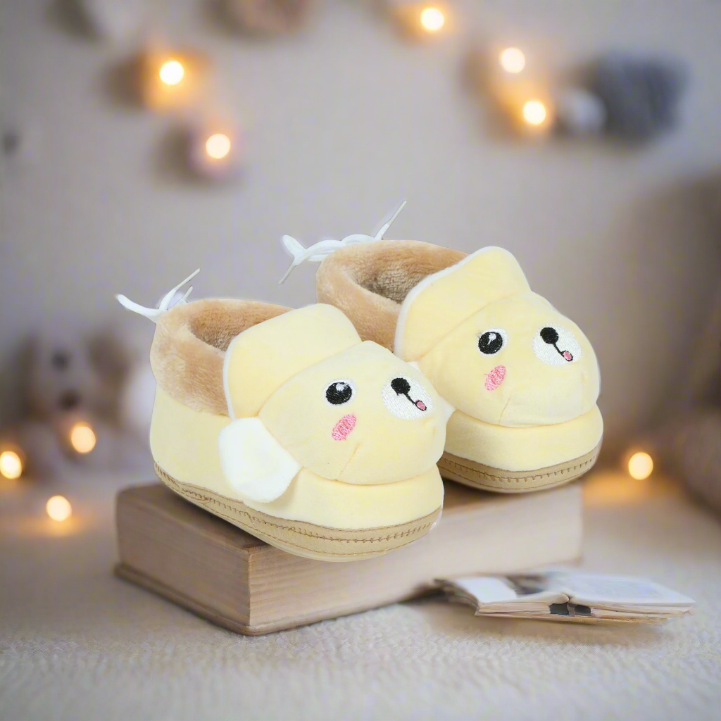 Yellow Booties Cum Socks For Unisex Babies