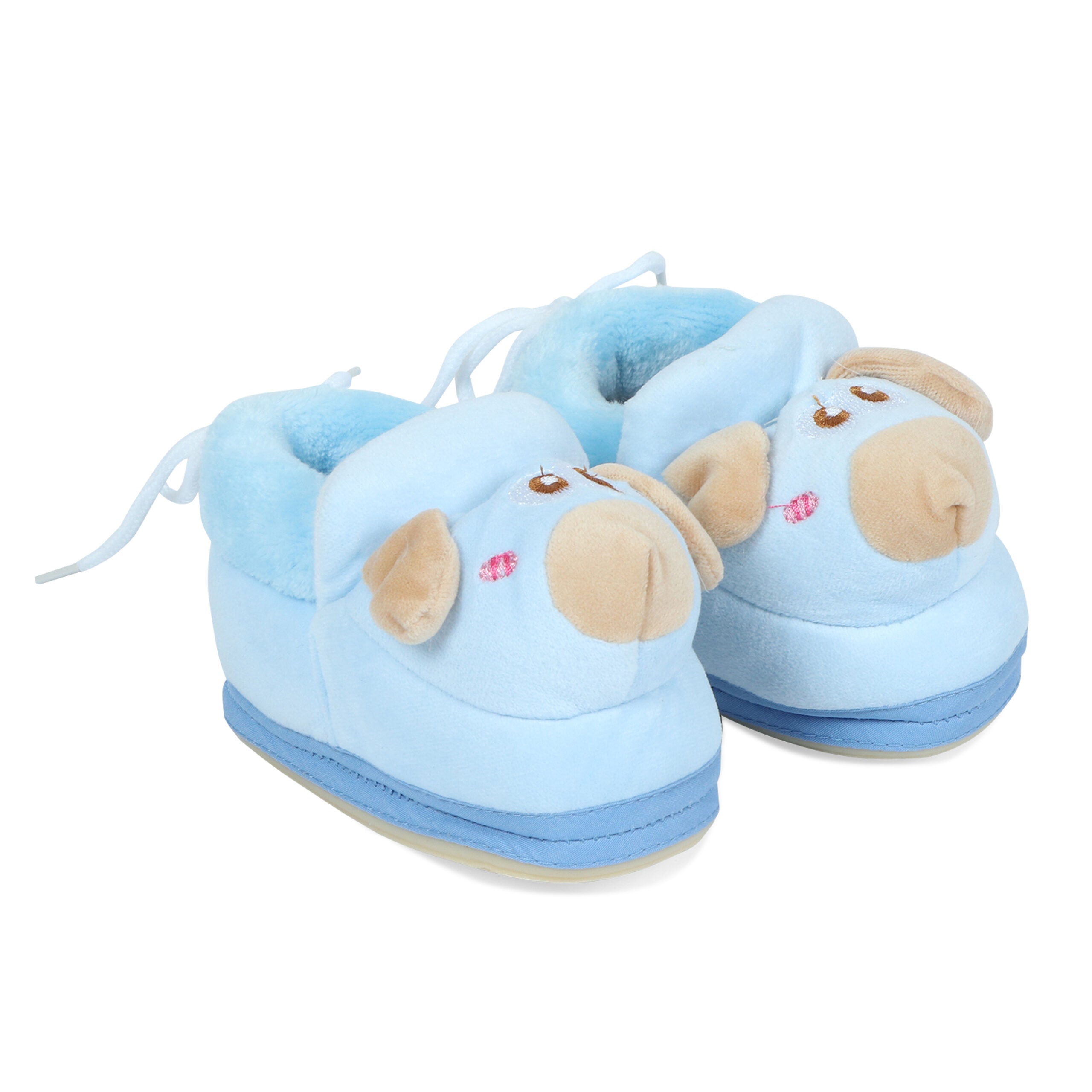 Light Blue Booties Cum Socks For Unisex Babies