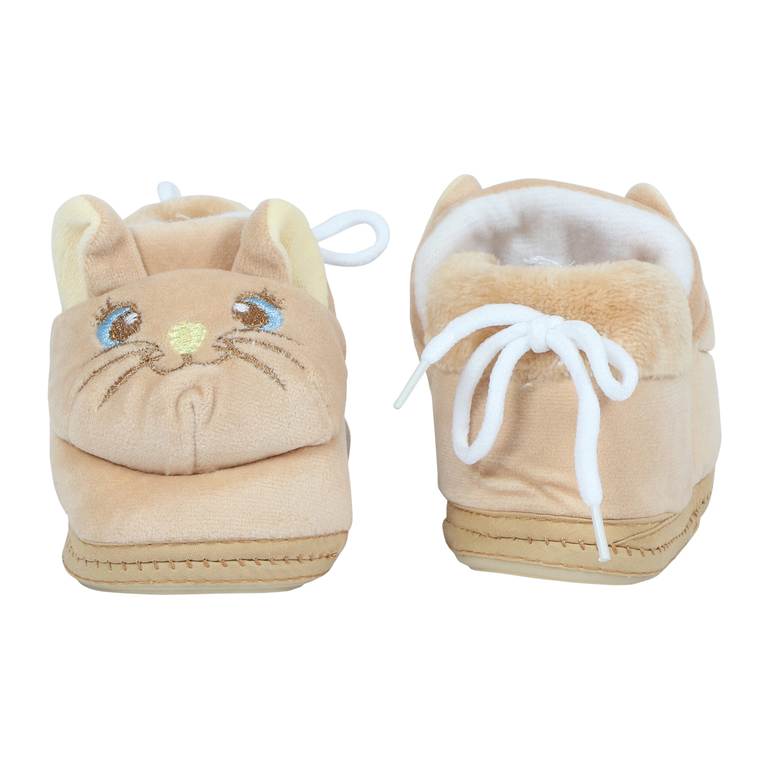 Brown Cat Booties Cum Socks For Unisex Babies