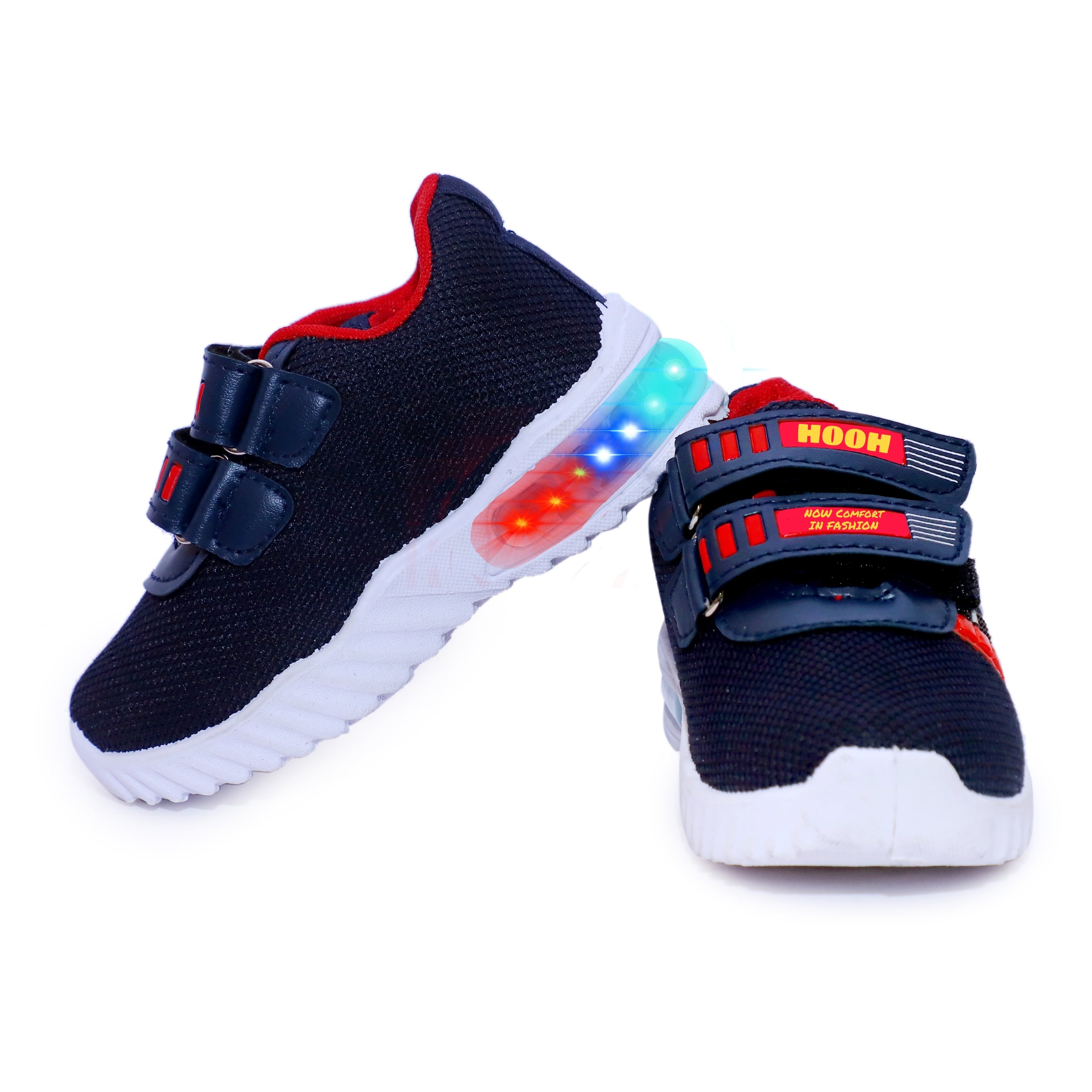 HOOH Kids Canvas LED Light shoes  White sole